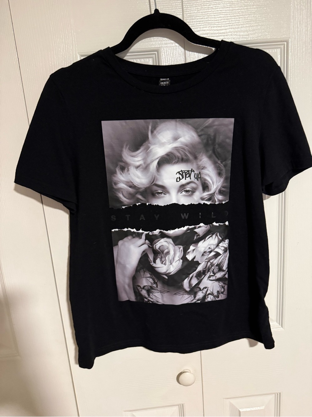 Black Graphic Short-Sleeve Tee - Stay Wild Print